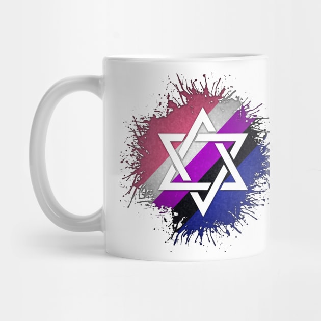 Paint Splatter Gender Fluid Pride Flag Star of David Symbol by LiveLoudGraphics